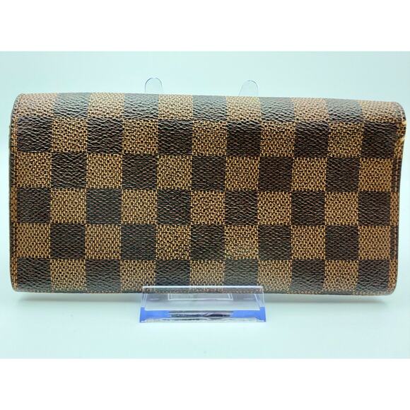 LOUIS VUITTON Damier Ebine Canvas Leather Red Emilie Wallet FAST USA SHIPPING - Picture 2 of 14